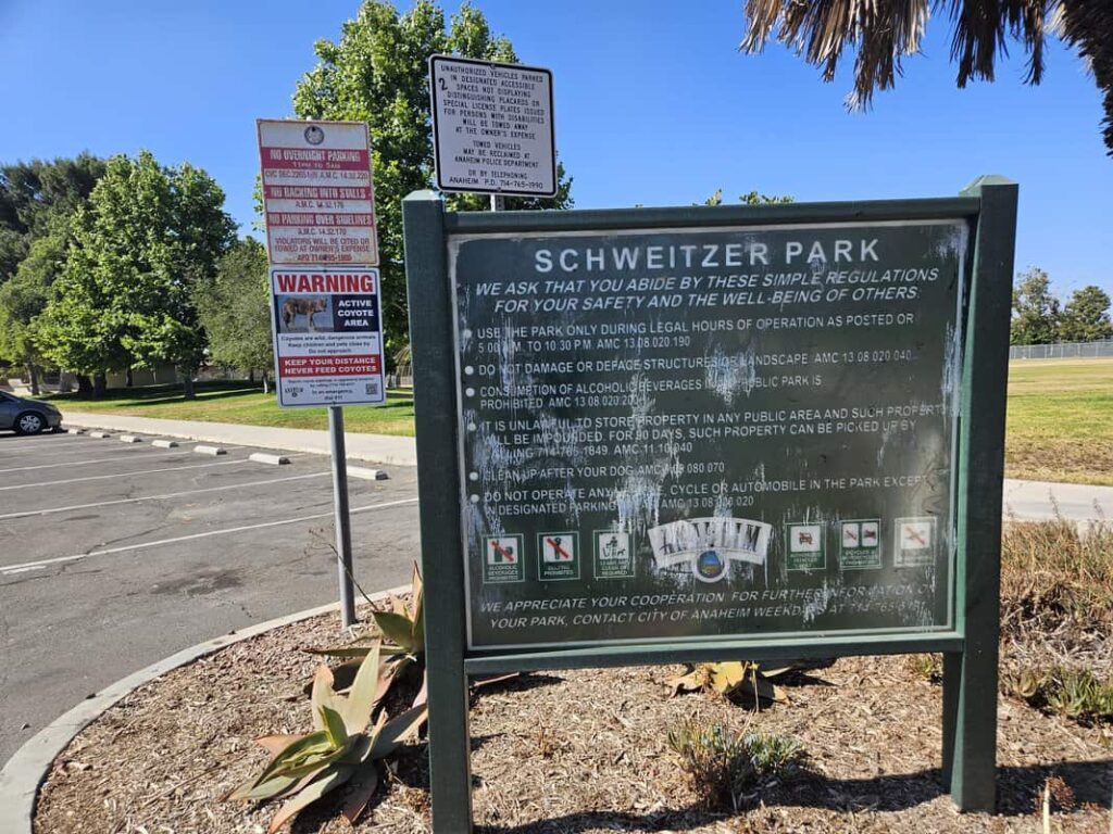 Schweitzer Park sign