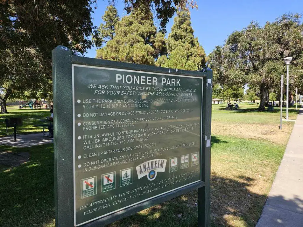 Pioneer Park sign