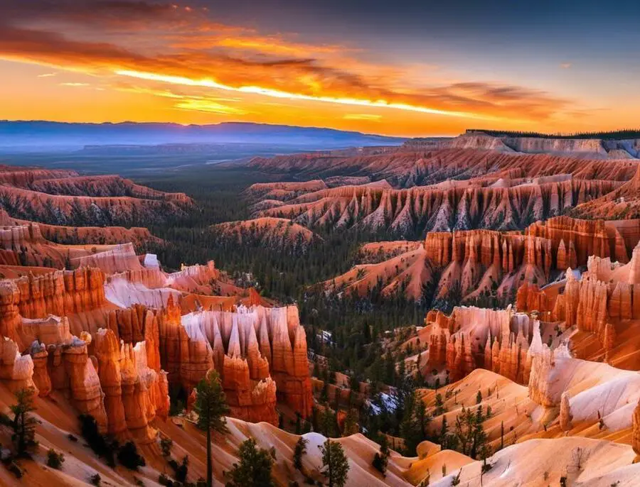 A picturesque view of Bryce Canyon with vibrant rock formations and clear blue skies