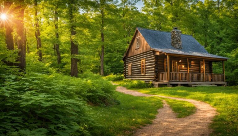 A serene image of cozy cabins surrounded by trees in Shenandoah National Park.