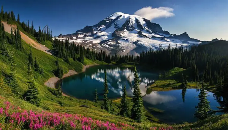 A stunning view of Mount Rainier from the Skyline Trail.