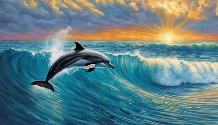 Illustration of a dolphin swimming in the crystal blue waters of Myrtle Beach.