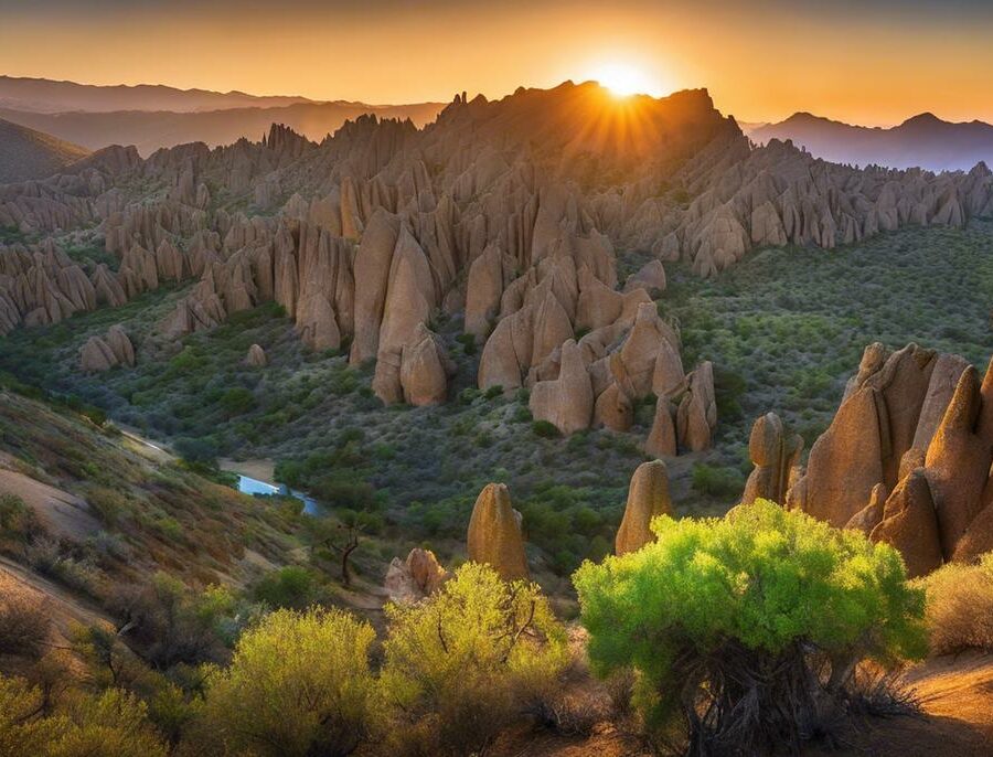 Image depicting the fragile ecosystem of Pinnacles National Park with unique rock formations and beautiful chaparral landscapes