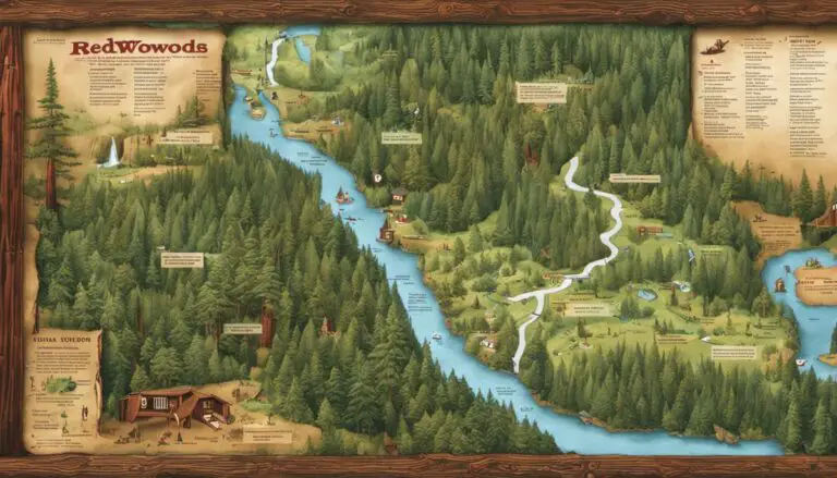 A map of Redwoods National Park showing various symbols and landmarks for someone that is visually impaired