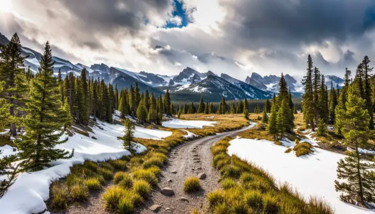 Scenic views of various trails in Rocky Mountain National Park